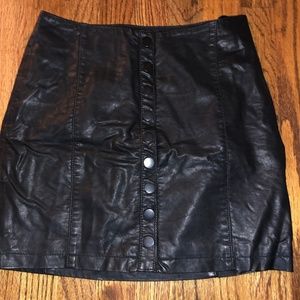 Free People Leather Button-Up Skirt